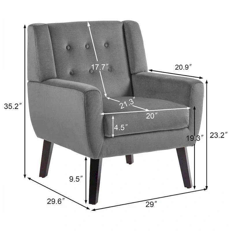 Set of 2 Velvet Living Room Accent Chair Upholstered Armchair