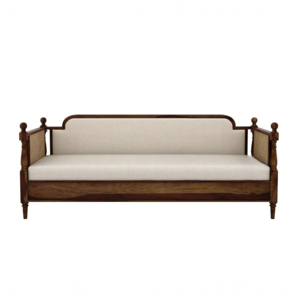 Nismaaya Dyuti Sheesham Wood and Cane Divan Bed with Ivory Mattress