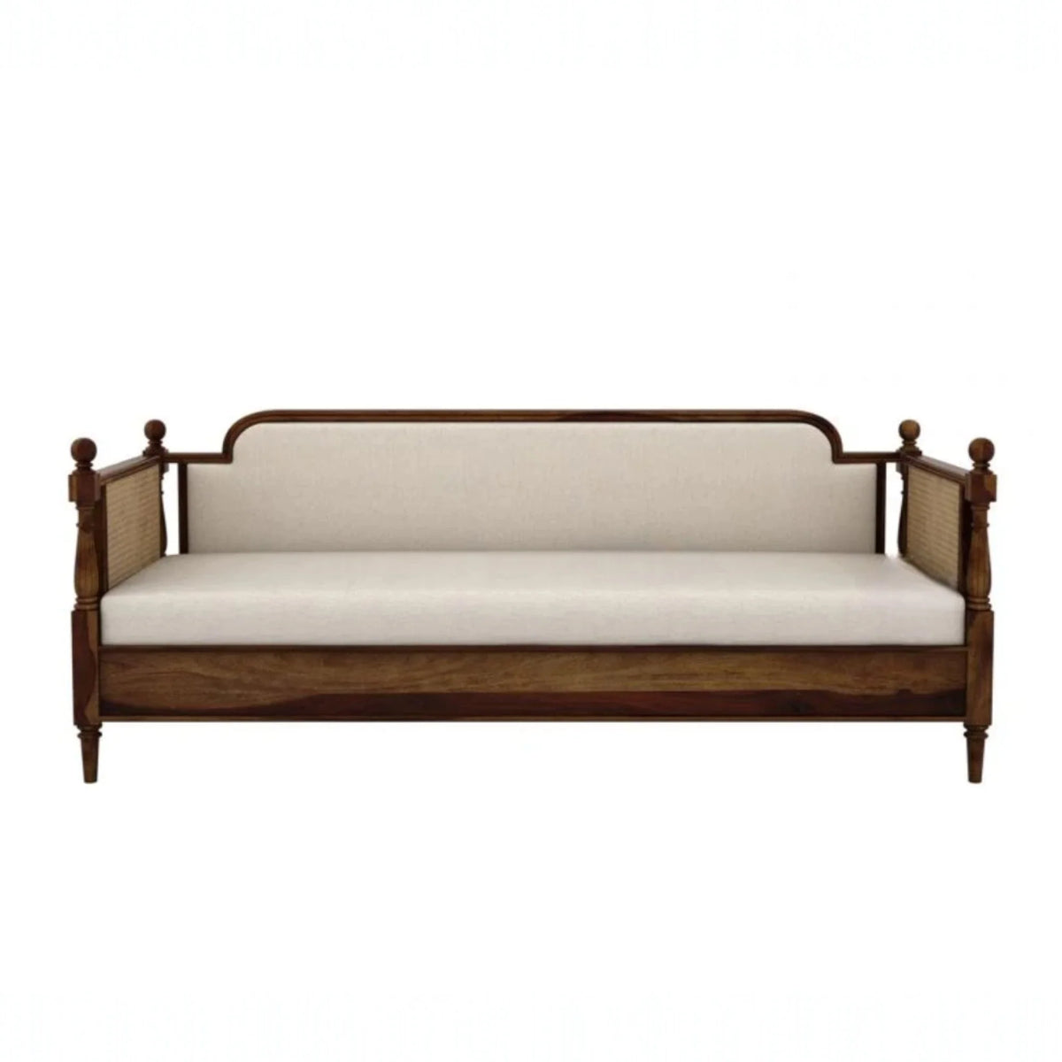 Nismaaya Dyuti Sheesham Wood and Cane Divan Bed with Ivory Mattress