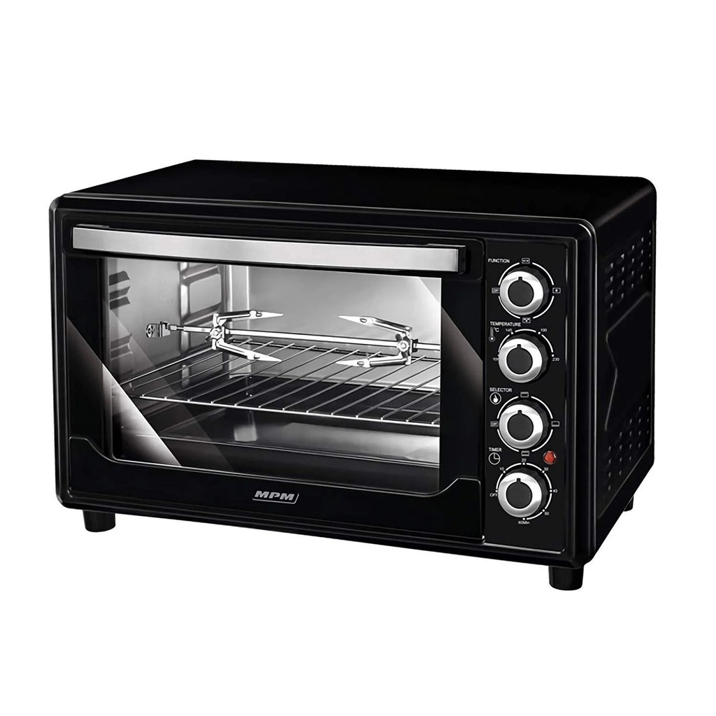 Horno Convección Sobremesa, 45l, Acero Inoxidable, Asador Pollo, Temporizador, Ajuste Temperatura Negro 2000w Mpm Mpe/07t
