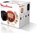Moulinex Pain Plaisir Machine à pain, 1 Kg, 720W, 17 programmes, Programme sans gluten, Pain maison, Pizza, Départ différé 15 heures, 3 niveaux de dorage, OW220830 Noir