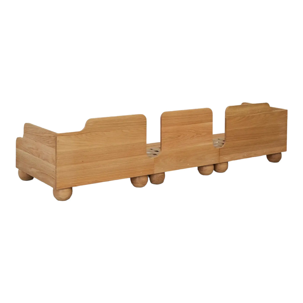 Nismaaya Batson Oak Wood 3 Seater Sofa Blue