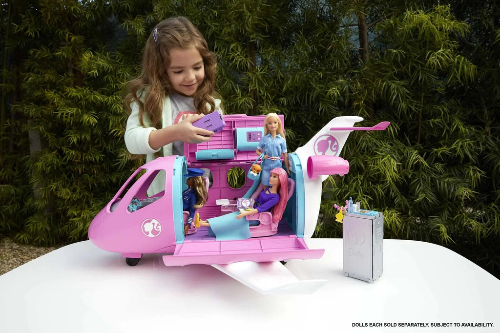 Set de Juego Avión Barbie Dreamplane con Perrito y Carrito de Snacks, más de 15 Accesorios