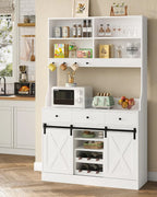 Armario de cocina, Armario Aparador Cocina con LED, Enchufes, Armario Buffet, Estante de vino extraíble, 3 Cajones, Estantes ajustables, Cocina, Sala de estar, Comedor, 103.5*40*180 cm, Negro