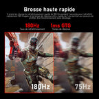 Gawfolk Écran PC Ultra Large 34 Pouces 1000R incurvé 180Hz Gaming Computer Moniteur 21:9 UWQHD (3440x1440),1ms,100% sRGB,Adaptive Sync,Display Port、HDMI,Fonction de Levage,Compatible avec Mural -Noir