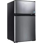 Mini refrigerador con congelador, 3.1 pies cúbicos, refrigerador compacto con luz LED, 2 puertas, mini nevera para dormitorio, oficina, dormitorio universitario, RV, garaje, acero inoxidable plateado - Modelo HPVFR310
