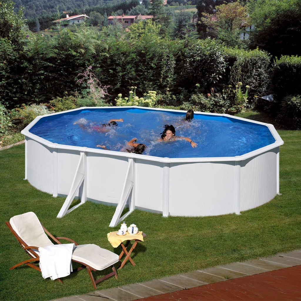 Piscina Fantasía Gre Ovalada Pared Acero Blanco 120x500x300 Cm
