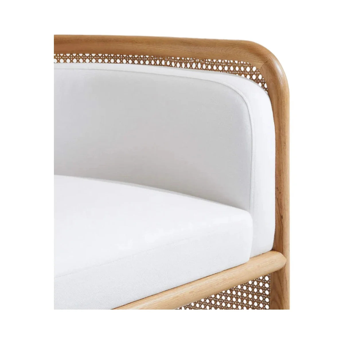 Ehan Solid Ash Wood & Rattan 3 Seater Sofa