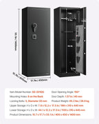 VEVOR Armoire à 8-10 Fusils, Coffre-Fort pour Armes à Feu Verrouillage par Empreinte Digitale et Mot de Passe et Clés, avec 3 Poches pour Pistolets et Supports Réglables, Accès Rapide, pour Domicile
