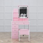 Makeup Vanity Set Table With LED Light &Mirror & Stool