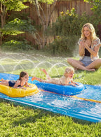 Sloosh Grand Toboggan Aquatique 914,4 x 182,8 cm, Toboggan pour pelouse avec arroseur intégré et 2 Planches gonflables pour Glisser, Les fêtes d'été, Jardin, pelouse et Jeux d'eau en extérieur
