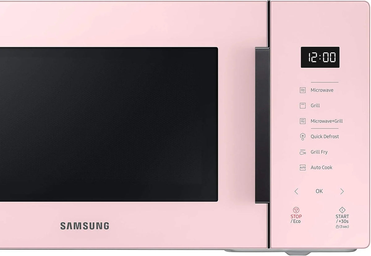 Samsung MG23T5018CP Four à micro-ondes, 23 L, 1100 W, Air Fry, avec plateau doreur, verre design, poudre