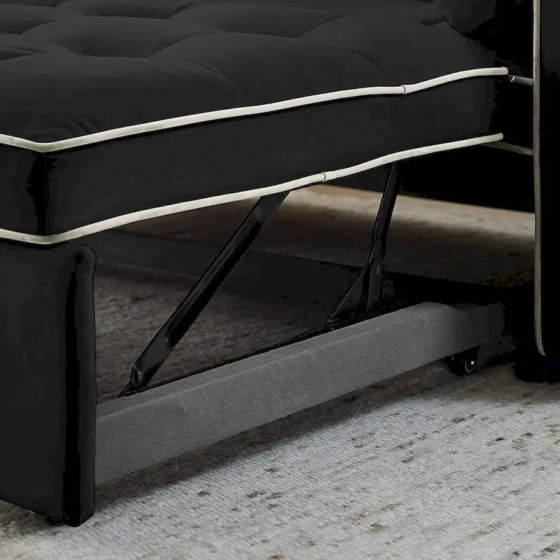 Velvet Multi-Functional Pull-Out Sofa Bed Adjustable Reclining Backrest With Pillows - N/A