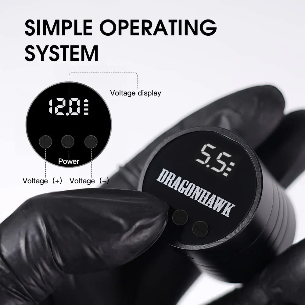 Dragonhawk S6 Pro Pluma de Tatuaje con Kit de Baterías Inalámbricas