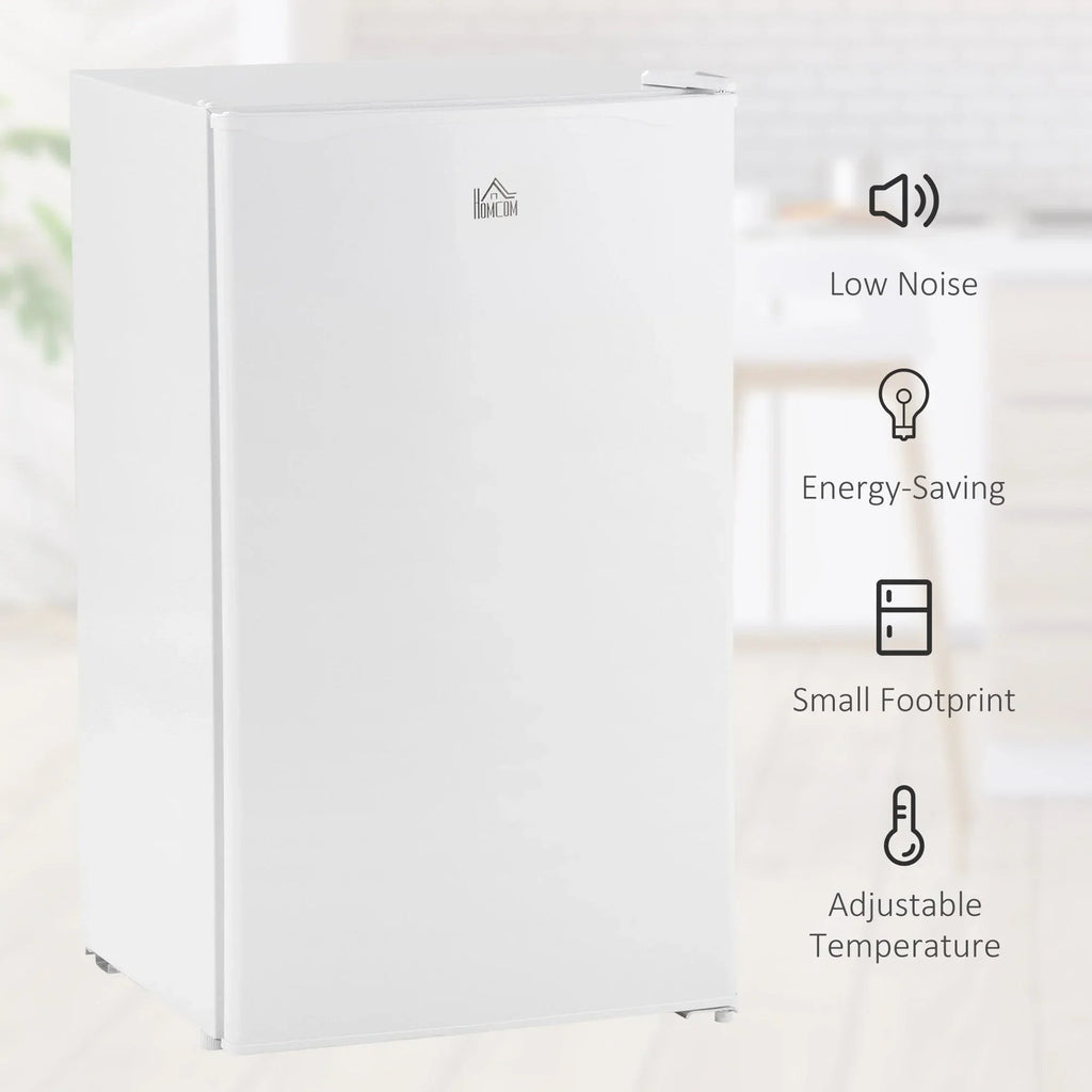 HOMCOM 3.2 Cu.Ft Mini Fridge with Freezer, Single Door Compact Refrigerator with Adjustable Thermostat for Bedroom