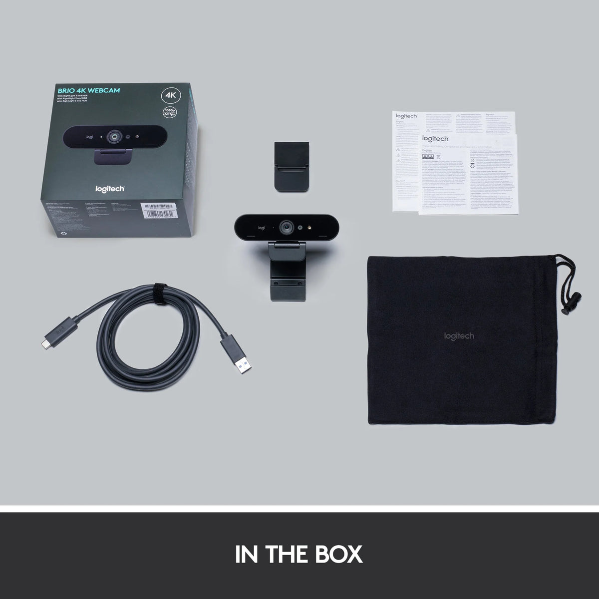 Logitech - Webcam 4K Pro 4096 x 2160 con Micrófono con Cancelación de Ruido - Negro
