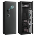 VEVOR Armoire à 8-10 Fusils, Coffre-Fort pour Armes à Feu Verrouillage par Empreinte Digitale et Mot de Passe et Clés, avec 3 Poches pour Pistolets et Supports Réglables, Accès Rapide, pour Domicile