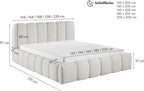 FURNISTAR MIA Lit capitonné avec coffre de lit, lit 140 x 200 cm, lit double avec espace de rangement et sommier à lattes, aspect lit à sommier tapissier, sans matelas, chambre à coucher - Blanc