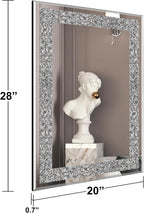 Ruomeng Miroir mural rectangulaire en cristal écrasé avec diamant pour décoration de la maison, pour salle de bain, entrée et chambre à coucher, 50,8 x 71,1 cm