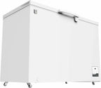 METRO Professional Congélateur bahut GHF2300, acier/aluminium, 112.5x61x83.5 cm, 300L, 95W, 1 panier, éclairage LED, 4 roulettes, avec serrure, blanc