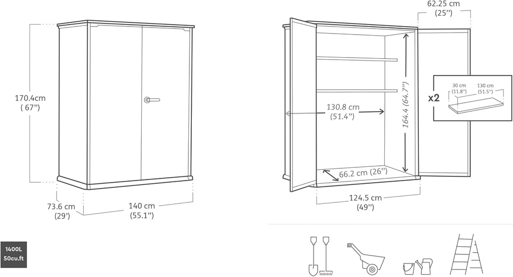 KETER Armoire extérieure HIGHSTORE Plus Gris - 1400 litres
