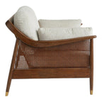 Marika 1 Seater Teak Wood & Rattan, Antique Brass Sofa