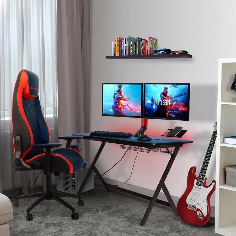 Escritorio Gamer Atlantic Fire Storm con 24 Luces LED Multicolores y 3 Puertos USB