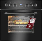 Bomann, Four avec plaque de cuisson à induction, Cuisinière encastrable avec 4 zones de cuisson et 9 fonctions de four, Capacité utile de 56 l, Thermostat réglable séparément, EHBC7937, Noir