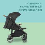 Bebeconfort Ingenious, Poussette canne compacte, Poussette confort avec position allongée , De la naissance à 4 ans env., Jusqu'à 22 kg, Major Black
