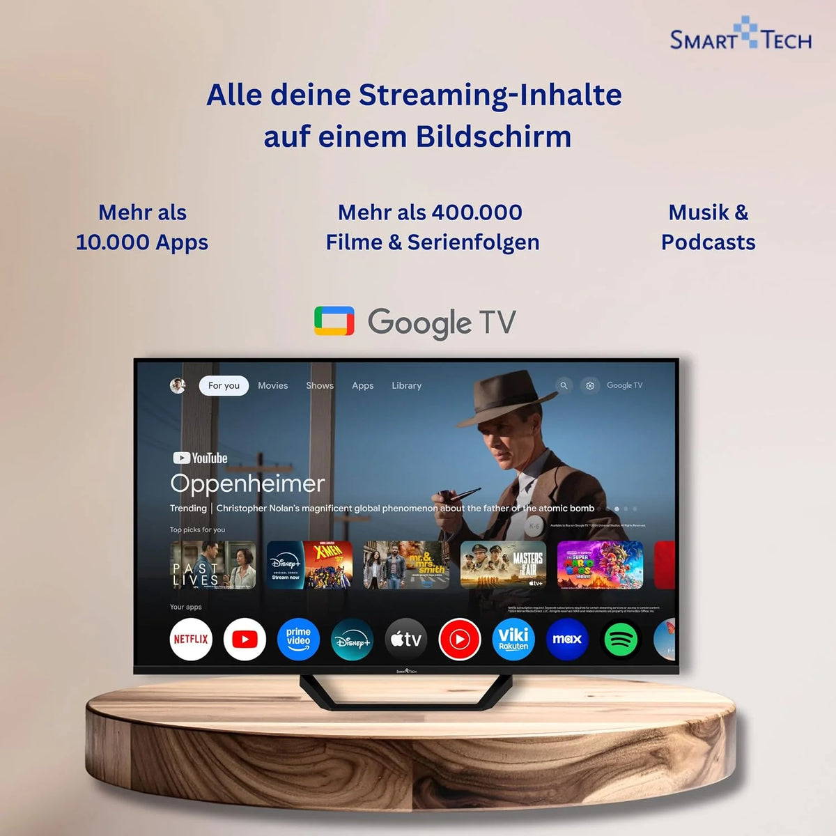 Smart Tech QLED 43QG06V2 Téléviseur Google TV HDR avec résolution 4K UHD, Bluetooth et Triple Tuner, Smart TV 43QG06V2 (2026)