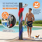 Casaria® Douche Solaire Jardin 35 L - 216 cm - Pommeau de Douche pivotant Ø15 cm - Douchette extérieur Eau Chaude - avec raccord Tuyau d'Arrosage & Housse de Protection - Piscine, Terrasse, Camping