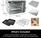Ninja - Four double intelligent 12 en 1 DCT451 avec FlexDoor, thermomètre, FlavorSeal, finition intelligente, convection supérieure rapide et fond frit à l'air, acier inoxydable