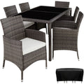 Conjunto De Ratán 6+1 - Gris/blanco