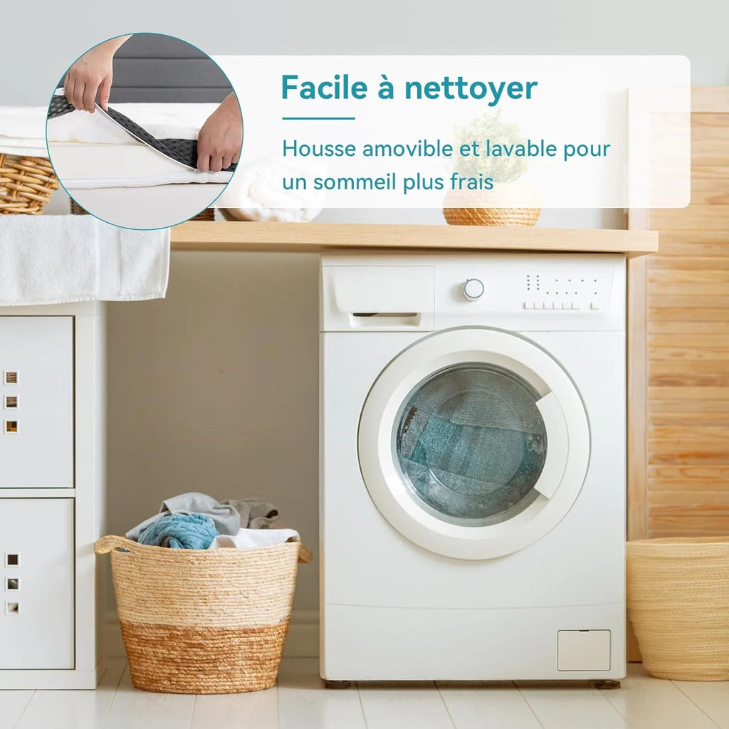 Amazon Basics Surmatelas de Mousse à Mémoire de Forme confortable, Très Moelleux, 160 x 200 x 7 cm, Blanc