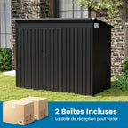 COSTWAY Abri de Jardin en Métal 2,6㎡, Cabane Jardin Exterieur en Acier Galvanisé 5,7 m³ avec Loquet, Porte avec serrure et clé, Toit en Pente, 4 Gants, 2 Trous d’Aérations, Abri Exterieur (Gris foncé)