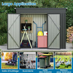 COSTWAY Abri de Jardin en Métal 2,6㎡, Cabane Jardin Exterieur en Acier Galvanisé 5,7 m³ avec Loquet, Porte avec serrure et clé, Toit en Pente, 4 Gants, 2 Trous d’Aérations, Abri Exterieur (Gris foncé)