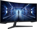 Ecran PC Odyssey G55T 34'' 165Hz, 1ms, Dalle VA 1000R, UWQHD 3440x1440, 2500:, 250cd/m2, AMD FreeSync Premium, Pied Ajustable,HDMI, DisplayPort