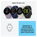 Garmin vívoactive 5 - Montre connectée GPS Sport et santé – Metallic Blue avec Bracelet Bleu Marine (Reconditionné)