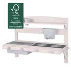 Cocina de juego y barro colgante – Madera certificada FSC – Acabado en gris grabado