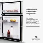 KLARSTEIN Big Daddy Cool - Frigo réfrigérateur, réfrigérateur combiné, Compartiment bouteilles, Bac légumes, Eclairage intérieur, Look moderne, Nettoyage facile, Pieds réglables, 86 L - Argent