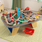 KidKraft Waterfall Mountain Wooden Train and Table Set with Storage Boxes, Railway Circuit with Cars, Helicopter and Plane Toy Children 3+ Years (17850)