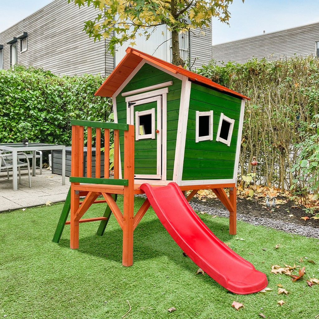 Casita De Madera Infantil Diversity Verde - Casita De Madera Para Niños Ideal Para Exterior O Interior Con Certificado Fsc®