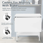 Height Adjustable Craft Table with Storage Shelves, Mobile Folding Cutting Table for Home Office Sewing Room Craft Room