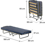 Dmora Lit pliant avec sommier à lattes et matelas, mesure 190x80x30 cm