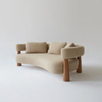 Faber 3 Seater Oak Wood Sofa White