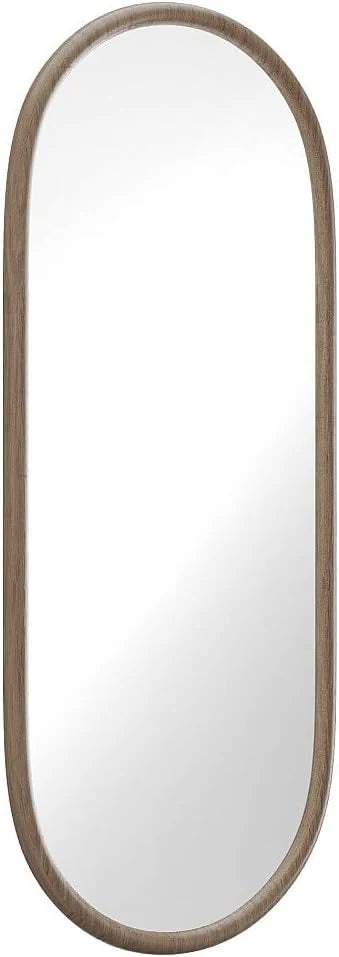 Vente-unique - Miroir Ovale en Bois d'hévéa - L. 50 x H. 120 cm - Naturel - SHAXI