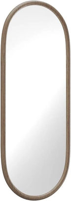 Vente-unique - Miroir Ovale en Bois d'hévéa - L. 50 x H. 120 cm - Naturel - SHAXI