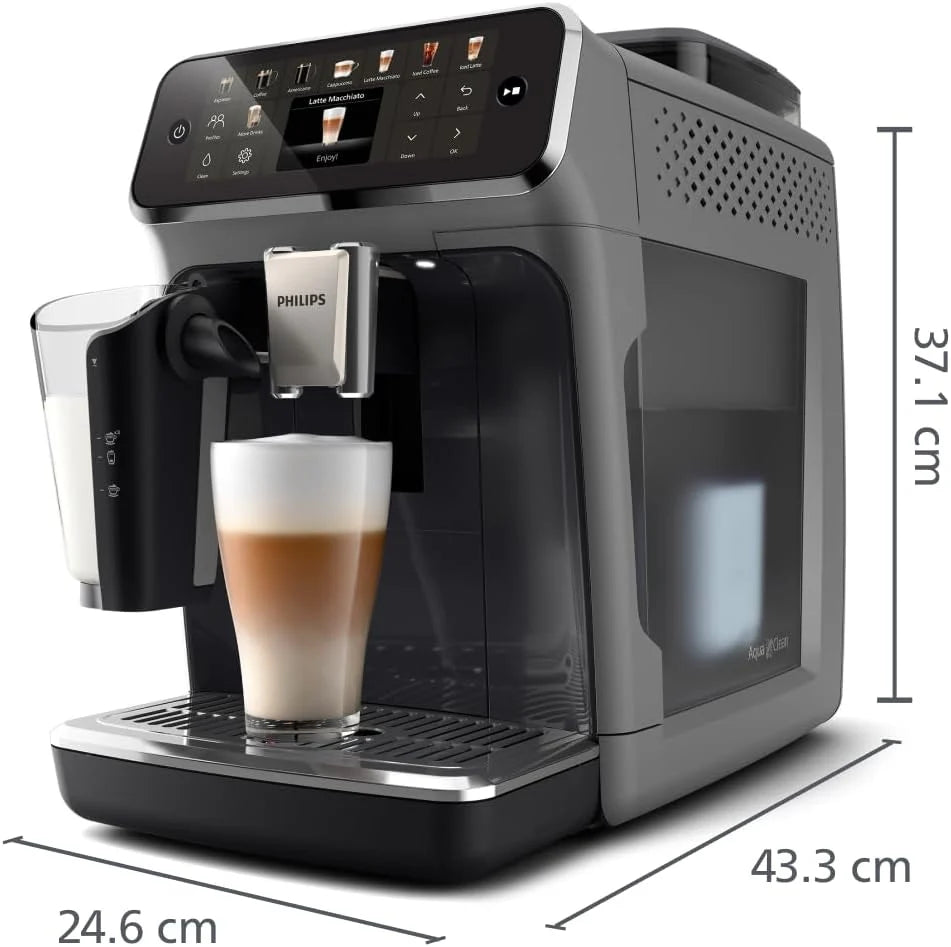 Philips Expresso broyeur Série 5500 – 20 Boissons Chaudes et Glacées, Carafe LatteGo facile à nettoyer, SilentBrew, QuickStart, Machine à café à grain Noir/Argent (EP5546/70)