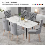 Upholstered Tufted Velvet Dining Chair with Solid Wood Legs Set of 6