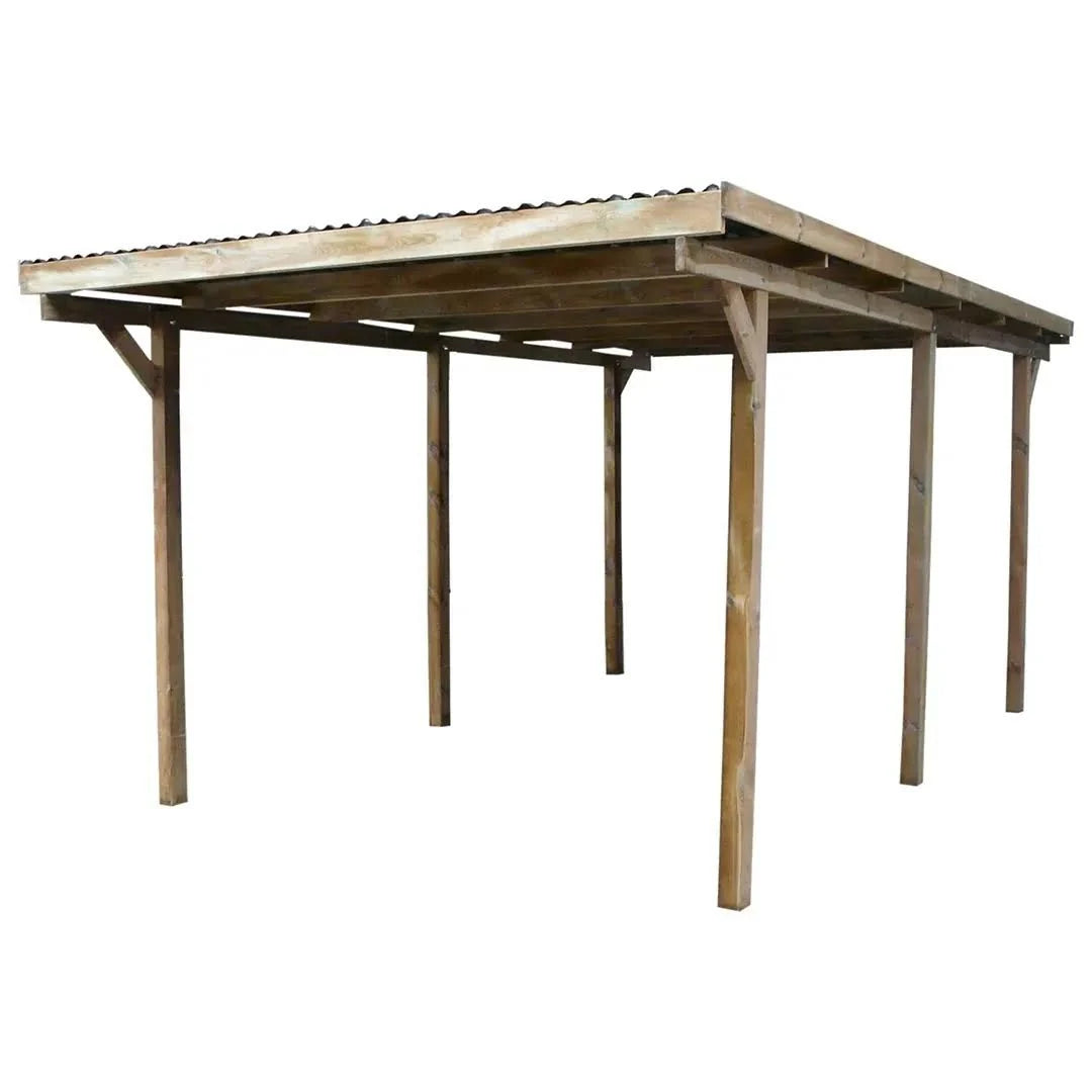 Carport KANO 15 m² Autoportant Avec Toit PVC(Brun)